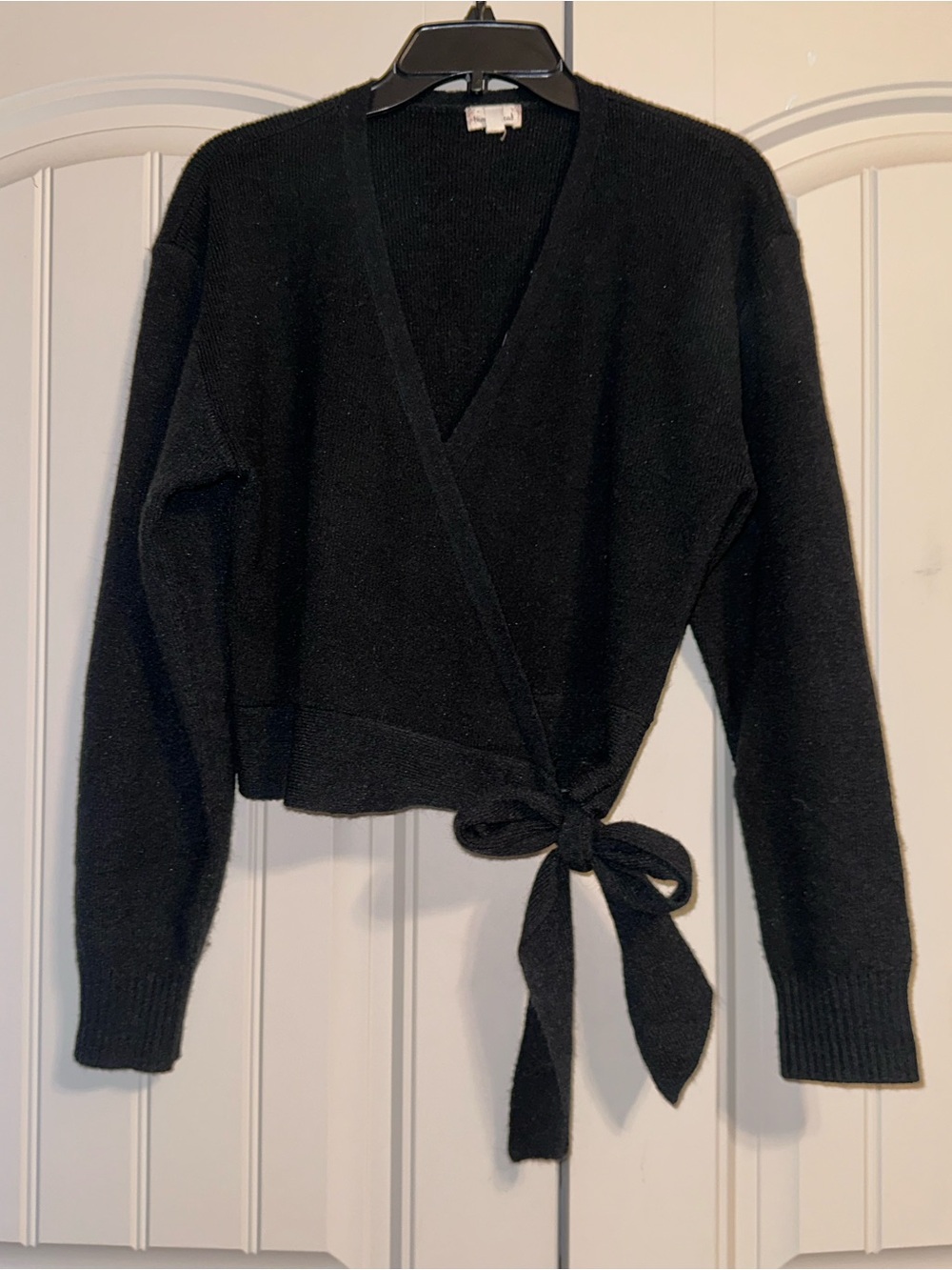 Hem & Thread Black Wrap Tie-Front Women's Cardigan